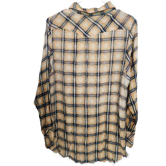 Free People Plaid Relaxed Button Down Shirt Minimalist Casual - Picture 2 of 7